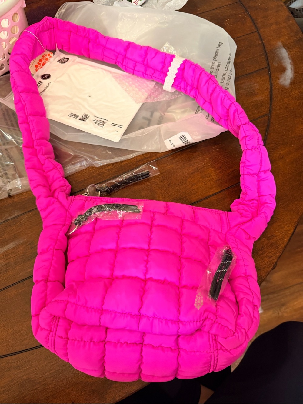 FP Movement by Free People Quilted Hot Pink Crossbody Bag